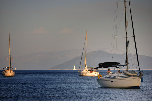 yachts into frikes bay ithaki